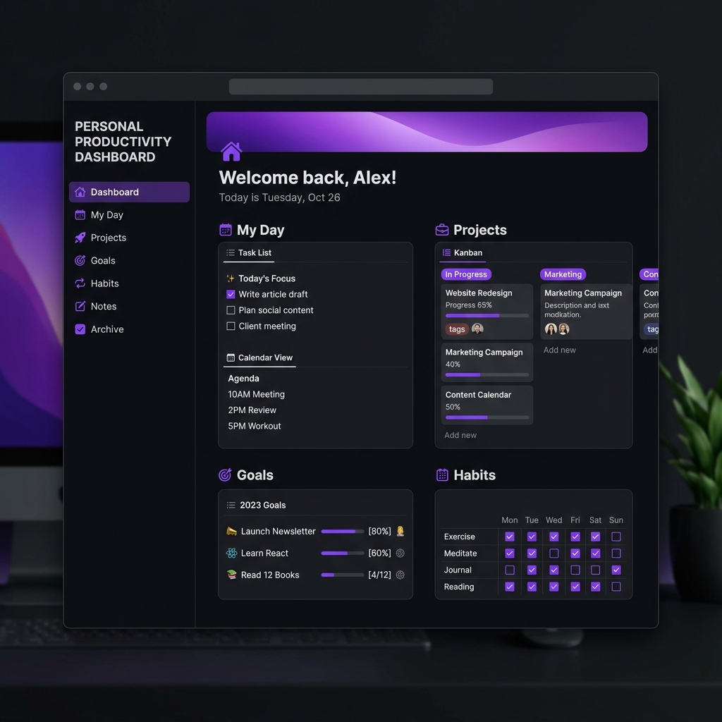 Notion Productivity OS template preview